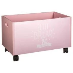 Coffre De Rangement à Roulettes Rose En Mdf - Dim : L48x L30 X H28 Cm - PEGANE -
