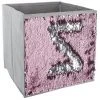 Lot De 12 Bacs De Rangement En Sequin Argent Rose - 24 X 23 X 24 Cm -PEGANE-