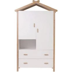 MILIBOO Armoire Enfant Design BIRDY - Bois Clair / Blanc
