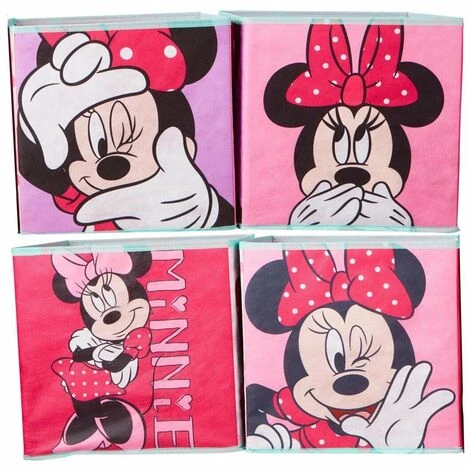 Lot De 4 Cubes De Rangement Décoratifs Minnie Mouse Disney 28 Cm -PEGANE-