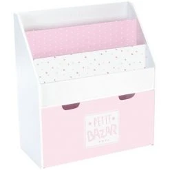 ATMOSPHERA KIDS Bibliothèque Avec Bac De Rangement Sur Roulettes - 62 X 70 Cm - 62,5 X 30 X 70 - Rose