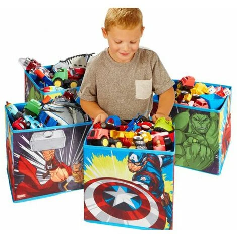 Lot De 4 Cubes De Rangement Pour Jouets Enfants Motif Les Avengers -PEGANE- – Image 2