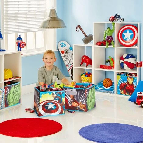 Lot De 4 Cubes De Rangement Pour Jouets Enfants Motif Les Avengers -PEGANE- – Image 3