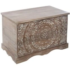ATMOSPHERA Coffre En Bois Ethnique Shirel - L. 71 X H. 44 Cm - 71 X 42 X 44 - Marron
