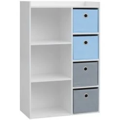 URBAN LIVING Meuble De Rangement Enfant 3 Niches Boy - 62 X 29,5 X 96 - Bleu