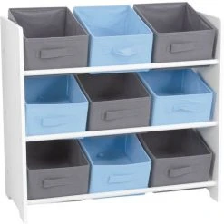 URBAN LIVING Meuble De Rangement Enfant 9 Paniers Boy - 63 X 30 X 59,5 - Bleu