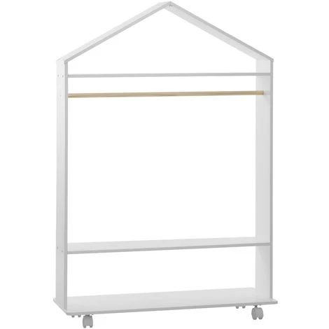 ATMOSPHERA KIDS Penderie à Roulettes Enfant Douceur - 80 X 36 X 120 - Blanc