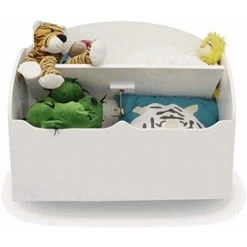 PEGANE Coffre à Jouets En Bois Coloris Blanc - Dim : 69,5 X 55,5 X 29,5 Cm