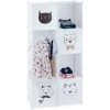 Relaxdays Etagère Plug-in Chambre D'enfants, Motif Chats, 7 Casiers, Tringle à Vêtements HxlxP:145 X 74 X 36,5 Cm,blanc