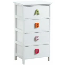 AUBRY GASPARD Commode Chambre Enfant Alphabet 4 Tiroirs 4 Tiroirs Blanc - Blanc
