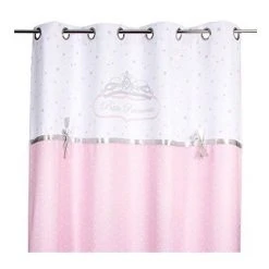 ATMOSPHERA FOR KIDS Meuble Chateau De Rangement Rose + 2 Rideaux Princesse Rose Noeud Brodé