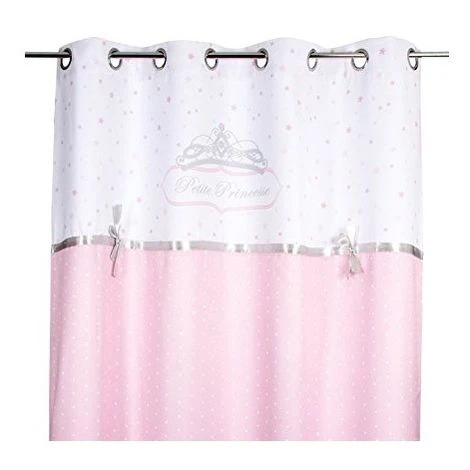 ATMOSPHERA FOR KIDS Meuble Chateau De Rangement Rose + 2 Rideaux Princesse Rose Noeud Brodé