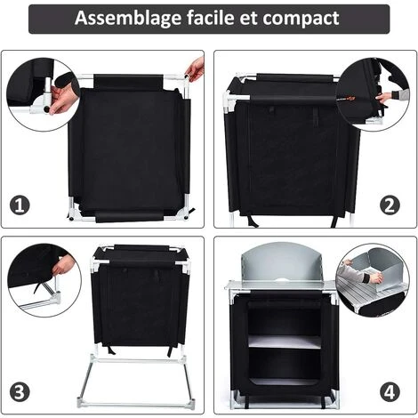COSTWAY Meuble De Camping De Rangement En Polyester Avec Protection Anti-Eclaboussures 2 Compartiments Cadre En Aluminium 88x64x117c â Image 3