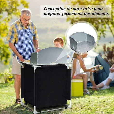 COSTWAY Meuble De Camping De Rangement En Polyester Avec Protection Anti-Eclaboussures 2 Compartiments Cadre En Aluminium 88x64x117c â Image 4