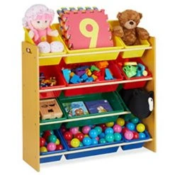 Relaxdays Etagère Pour Enfants, Avec 12 Boîtes Rangement, Pour Jouets, Fillettes Et Garçons,HlP: 87,5x 86x 31cm, Coloré
