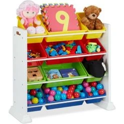 RELAXDAYS Etagère Pour Enfants, Avec 12 Boîtes Rangement, Pour Jouets, Fillettes Et Garçons, HlP: 90x88,5x37 Cm, Coloré