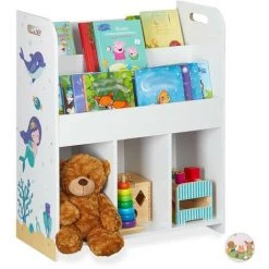 Relaxdays Etagère Enfants, Jouets Et Livres, Garçonnets Et Fillettes, Motif Sirène, étagère De Jouets, PB, 75x62x29 Cm,