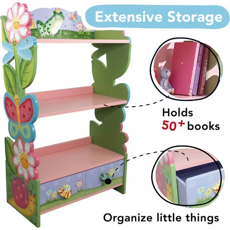 TEAMSON KIDS Bibliothèque Enfant Fille Bois étagère De Rangement Livres Jouets Fantasy Fields W-7500A - Rose – Image 5