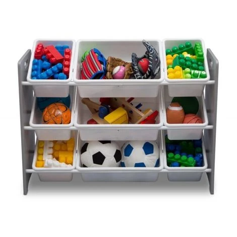 PETIT POUCET Meuble De Rangement Enfant Avec 9 Bacs Couleur Grise Plastiques Blancs Signature Delta Children - Gris – Image 2