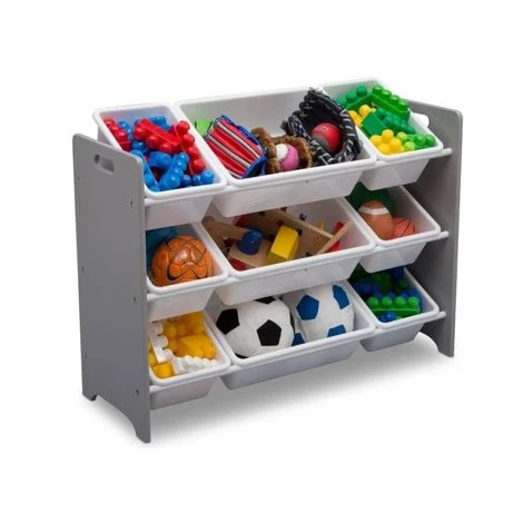 PETIT POUCET Meuble De Rangement Enfant Avec 9 Bacs Couleur Grise Plastiques Blancs Signature Delta Children - Gris – Image 3