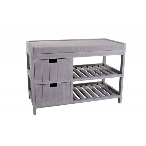 Banc Enfant Bois Seuni 2 Tiroirs Gris Atmosphera - Gris - Gris