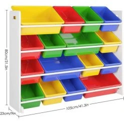 Étagère Pour Jouets Enfants Meuble De Rangement De 4 étages Pour Chambre D’Enfant 106×23×80cm Blanc Homfa