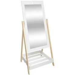 Atmosphera - Miroir Sur Pied Avec Tablette H 102 Cm - Blanc