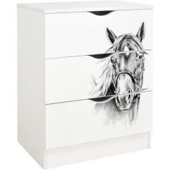 LEOMARK Commode Blanche Avec Les Tiroirs ROMA - Cheval