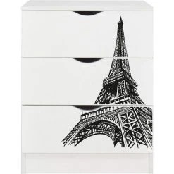 LEOMARK Commode Blanche Avec Les Tiroirs ROMA - Tour Eiffel