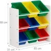 HELLOSHOP26 Étagère Pour Enfants Organisation 9 Boîtes De Rangement Pour Jouets Colorées MDF Plastique 68 Cm Multicolore - Multicolore