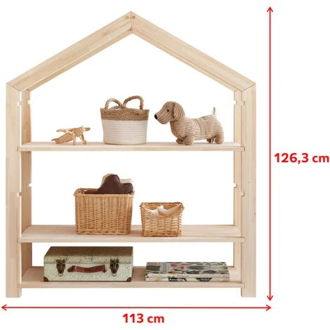 Selsey JAFARI - Bibliothèque Enfant / Bibliothèque Cabane (bois De Pin, 126 Cm) – Image 5
