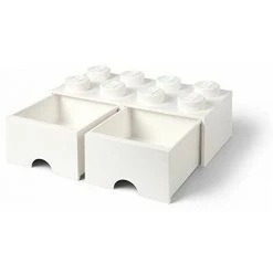 Briques Lego Tiroir 8 boutons, 2 tiroirs, Empilable, Boîte De Rangement, 9.4 l, Blanc, 001 – Blanc
