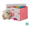 Relaxdays Boîte De Rangement Pour Jouets, Couvercle, Coffre à Jouets, Pliable, Garçons & Filles, 33L, Princesse, Rose
