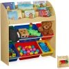 Relaxdays Etagère Enfants Avec 6 Boîtes De Rangement, Basse, Meuble Pour Jouets, MDF, En Plastique, 89x82,5 X 32 Cm