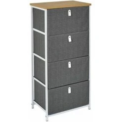 ALTOBUY KAZYE - Meuble De Rangement 4 Tiroirs Gris Foncé - Gris