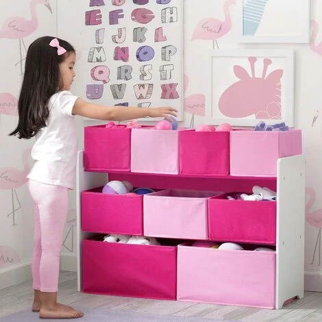 Delta Children DELTAKIDS - Meuble Rangement Jouets En Bois Et Tissu Non-tisse - Rose - Rose