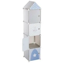 ATMOSPHERA FOR KIDS Colonne De Rangement "Château" 140cm Gris & Bleu