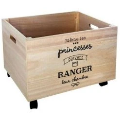 ATMOSPHERA FOR KIDS Boîte De Rangement à Roulettes "Princess" 50cm Naturel