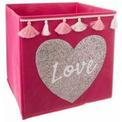 ATMOSPHERA FOR KIDS Boîte De Rangement Pliable "Love" 29x29cm Rose