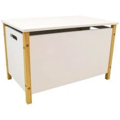 CIJEP SCANDIWOOD COFFRE A JOUETS EN BOIS H.37,5 X L.60 XP.36 CM POUR ENFANT - Blanc