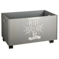 ATMOSPHERA FOR KIDS Coffre à Roulettes "Petit Bazar" 48cm Gris