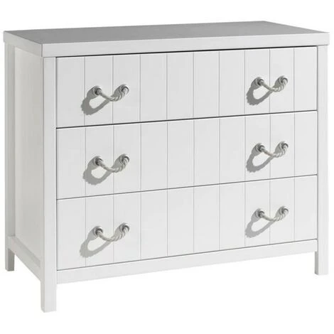 Paris Prix - Commode 3 Tiroirs "lewis" 110cm Blanc