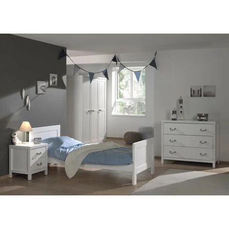 Paris Prix - Commode 3 Tiroirs "lewis" 110cm Blanc – Image 2