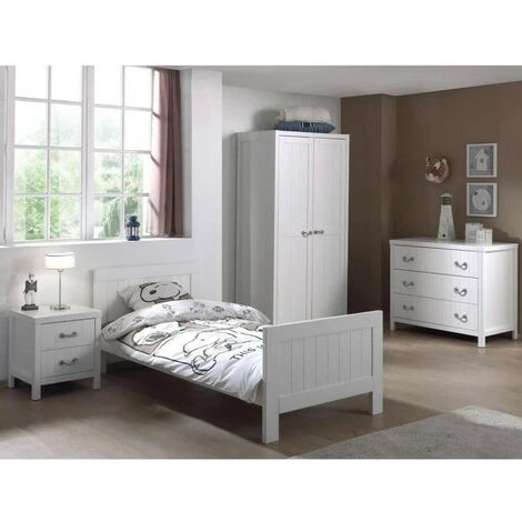 Paris Prix - Commode 3 Tiroirs "lewis" 110cm Blanc – Image 3