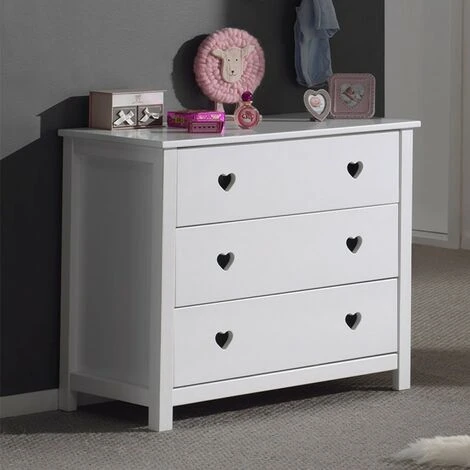 Paris Prix - Commode 3 Tiroirs "amori" Blanc – Image 2