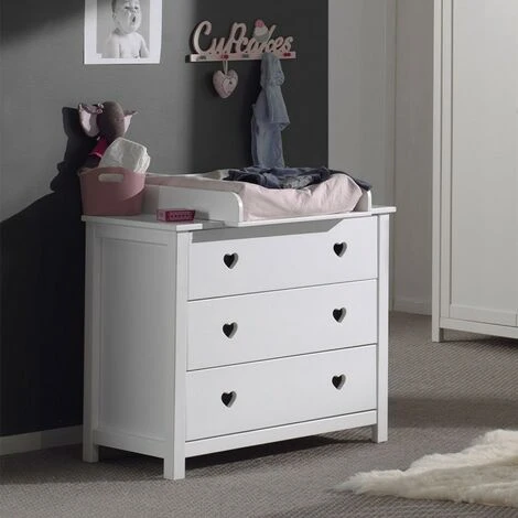 Paris Prix - Commode 3 Tiroirs "amori" Blanc – Image 3