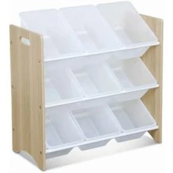 ALICE'S GARDEN Meuble De Rangement Pour Enfant Avec 9 Casiers - Tobias - MDF Décor Bois Naturel. 64x29.5x60cm - Naturel