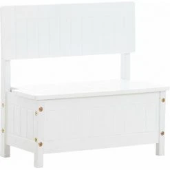 DéCOSHOP26 Banc Avec Dossier Coffre De Rangement Pour Chambre Enfant En Bois Blanc - Blante