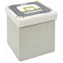 Paris Prix - Pouf & Coffre Pliable Enfant "circuit" 30cm Gris