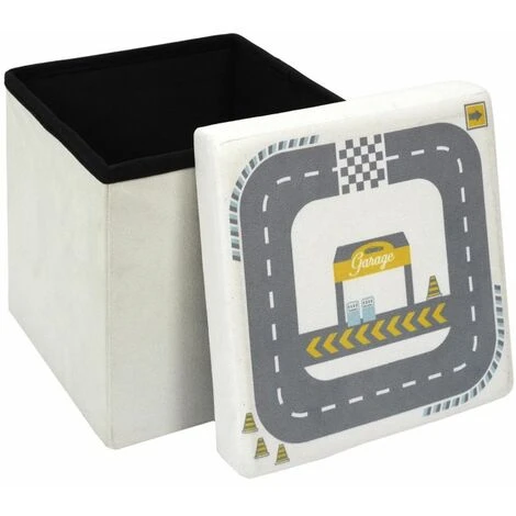 Paris Prix - Pouf & Coffre Pliable Enfant "circuit" 30cm Gris – Image 3